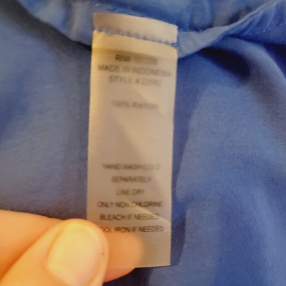 Soft Surrounding Sapphire Embroidered Trim Button Up Blouse Top - Picture 10 of 13